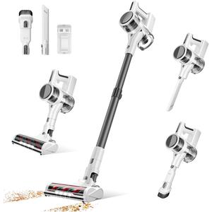 Cordless Vacuum Cleaner, 80,000 RPM Motor and Power Filtration, Stick Vacuum with 2200 mAh Battery, 35 Mins Worktime, 2 Modes, Rotated Multi-Heads, Height-Adjustable Vacuum for Home (Harbor White)