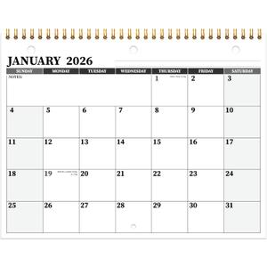 7 x 2026 Calendar, 2026 Wall Calendar 12 Month, 8.5" x 11", Jan 2026 - Dec 2026, 3-Hole Punched Binder Calendar, Memoranda Lined Pages with Thick Paper, Spiral Binding, Holidays, Moon Phases, Black