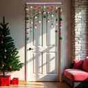 Cute Plush Christmas Curtain for Door Window Wall 34" W x 36" L Self-Adhesive Curtain for Living Room and Bedroom Decor