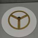 Masupu Drink Table, Round Side Table for Small Spaces, Pedestal Side Table, Small End Table with Metal Base, for Living Room, Bedroom, Bathroom, White Gold