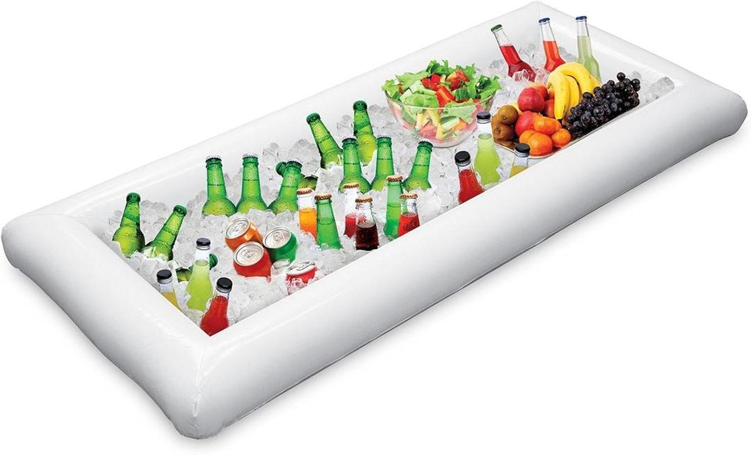 Jasonwell Inflatable Serving Bars Ice Buffet Salad Serving Trays Food Drink Holder Cooler Containers Indoor Outdoor BBQ Picnic Pool Party Supplies Beach Luau Hawaiian Tropical Cooler, 25"L x 5"W x 52"H