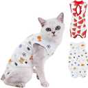 2-Pack Pet Post-Surgery Recovery Suit for Cats Dogs, Abdominal Wound Protector Anti-Licking, Soft Breathable Onesie with Adjustable Fit, Small Pets Universal Tee(Medium, Watermelon,Football)