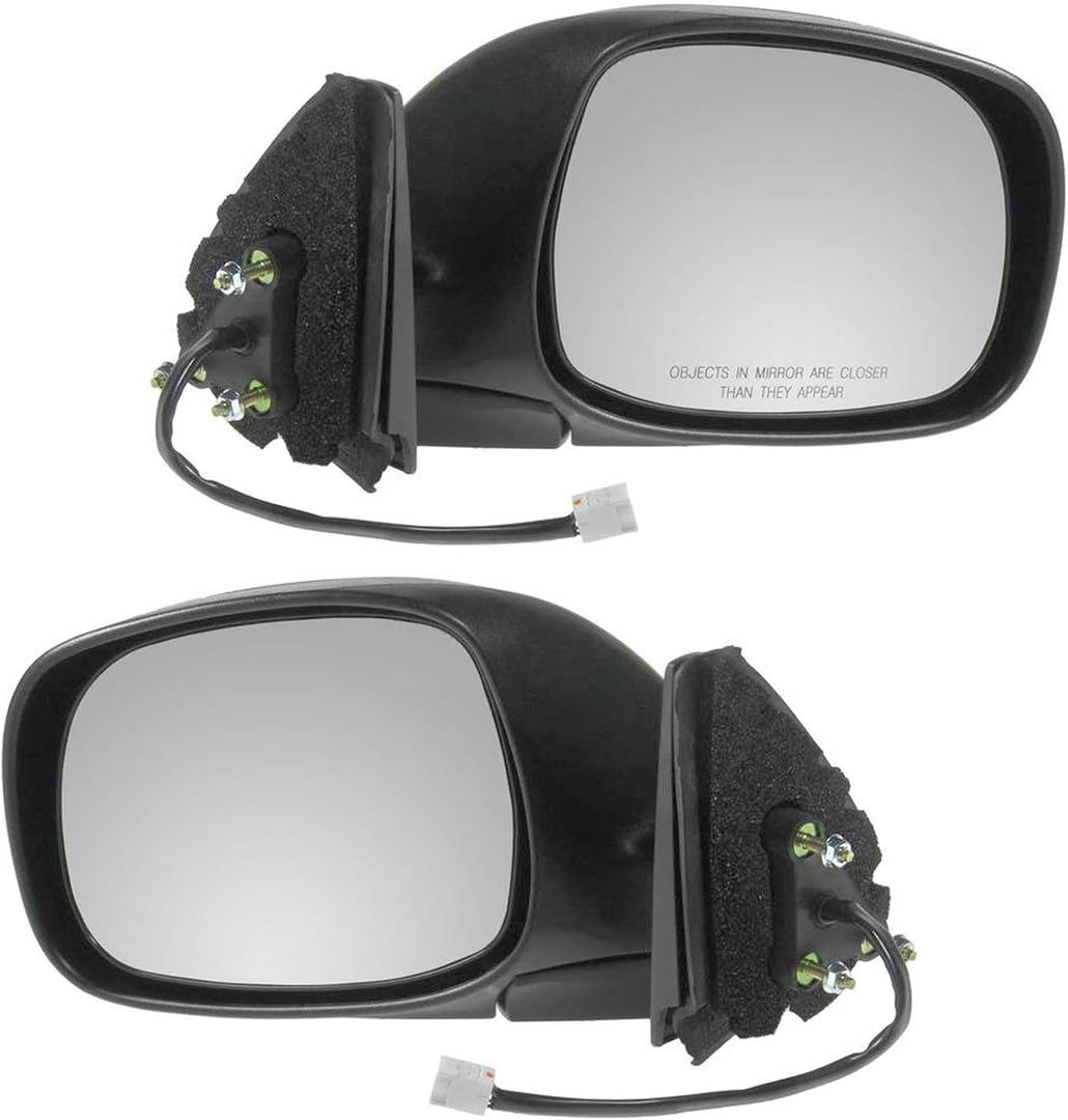 TRQ 2 Piece Driver and Passenger Side Mirror Assembly Set Electric Adjustment Heated Memory Chrome Compatible with 2000-2004 Toyota Tundra TO1320190 TO1321190
