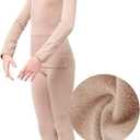 Daydance Nude Kids Girls Base Layers Set Tan Active Undergarments for Dance, Ballet, Gymnastics, Performance in Winter (3T / 4T, Nude-fleece Lined)