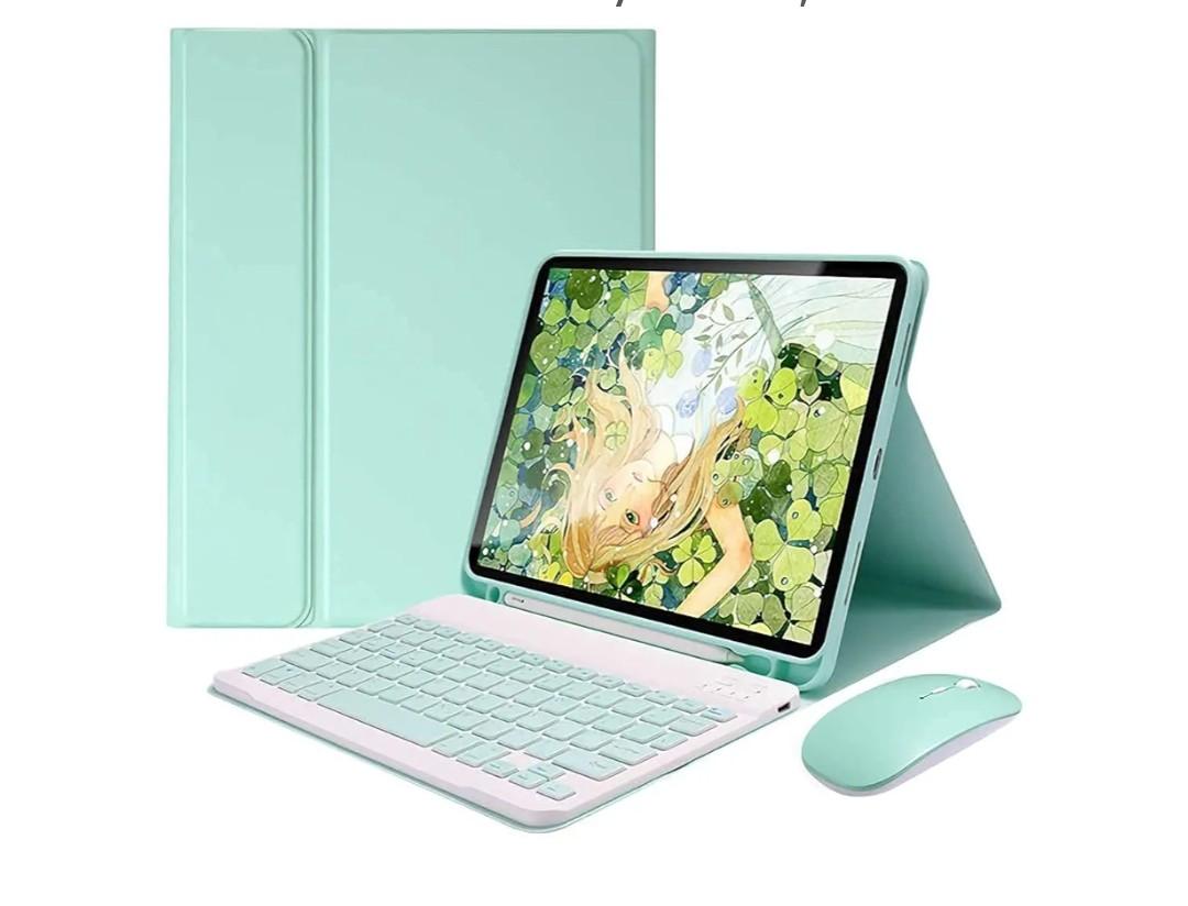 Keyboard Case for iPad 11th(A16)/iPad 10th Generation 2022 with Mouse Detachable Wireless Bluetooth Keyboard Pencil Holder Slim Leather Cover for iPad11/iPad10, Green