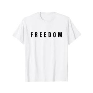 Freedom Black Text Minimalist Design,Bold Typography Graphic TShirt XL