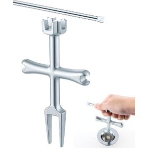 Enhon 4 Sided Drain Strainer Wrench with Sliding Handle for Bath/Shower Sink Tool for Installing Removing Pop Up Plugs, Basket Drains and Closet Spuds