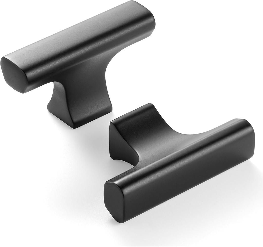 10 Pack 2 Inch, T-Bar Matte Black Cabinet Knobs Black Drawer Knobs Black Cabinet Pulls, ZK1303 Kitchen Hardware for Cabinets Drawers Bedroom Dresser Cupboard Bathroom Vanity Closet