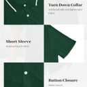 LETSEE Linen Shirts for Men Short Sleeve Blouse Button Down Dress Untuckit Shirts Beach Summer Wedding Hawaiian Outfit (Green, M)