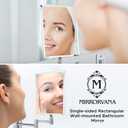 MIRRORVANA Frameless Wall Mount Mirror for Bathroom with 11" Extension Swivel, No Magnification, Rectangular 8.7" x 6.3" Surface, Chrome