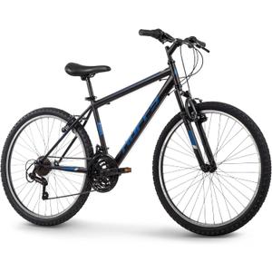 Huffy Stone Mountain Mens 26 Inch Mountain Bike, Matte Black Frame, 21-Speed Shimano Twist Shifting, Front Suspension, Comfort Saddle | 20"/ 24"/ 26" Sizes, 6-21 Speeds, Dual Suspension