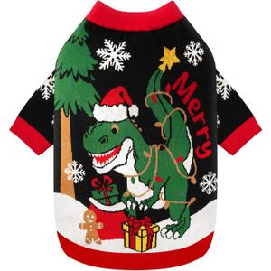 Dog Christmas Sweater Funny Dog Christmas Outfit Soft Warm Turtleneck Knitted Pet Clothes Cold Weather Puppy Clothes for Small Medium Dogs Cats