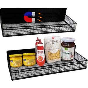 Bruda 2 Pack Large Magnetic Shelves Spice Rack Organizer for Washing Machine, Fridge, Refrigerator, Oven, Coffee Maker, Metal Peg Board 009