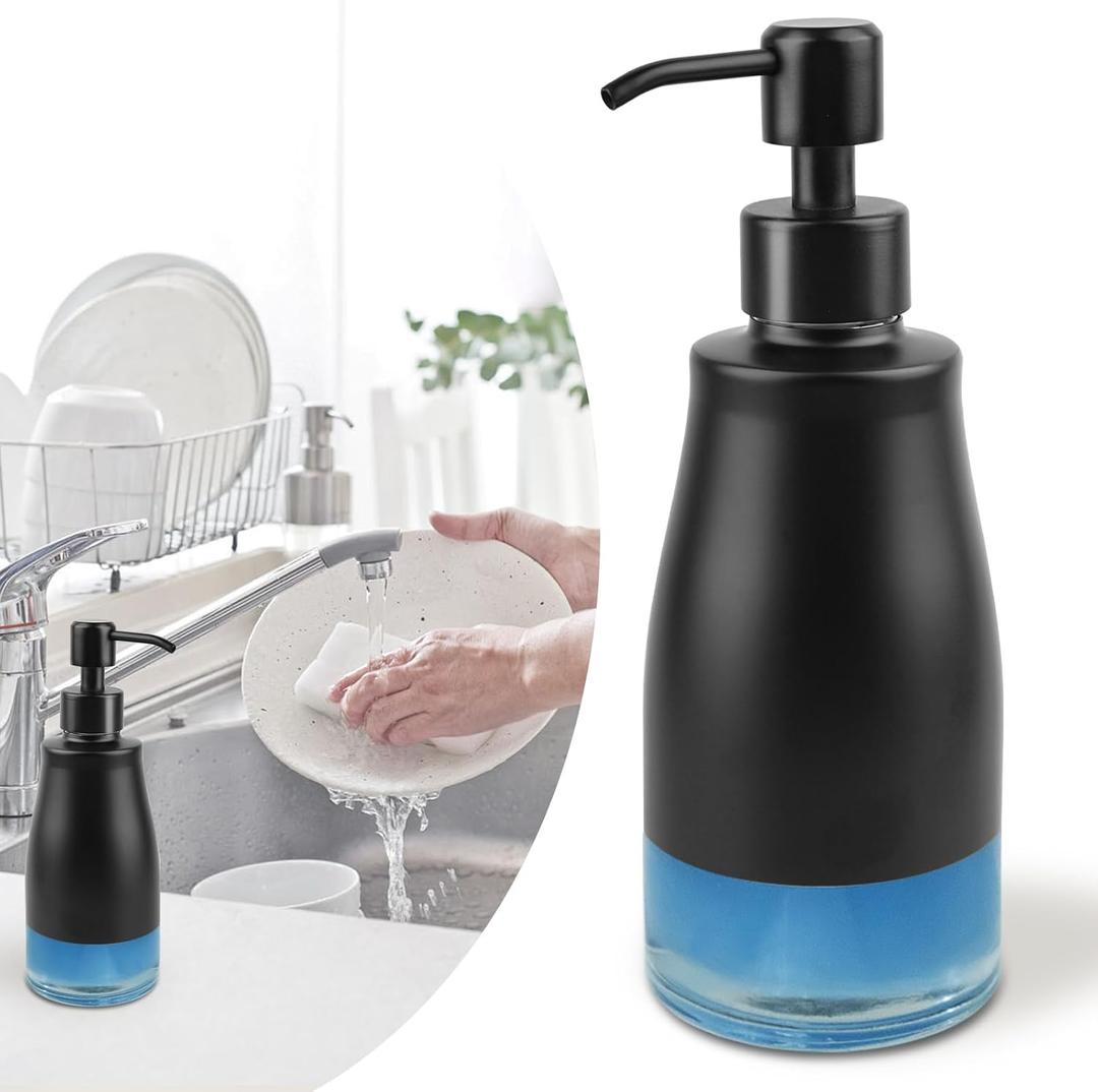 Soap Dispenser with Stickers, Stainless Steel Case Glass Liner Hand Pump Dispenser, Refillable Dish Soap Dispenser for Kitchen Bathroom, Decorative Liquid Hand Soap Dispensers Matte Black(10 OZ) Soap Dispenser with Stickers, Stainless Steel Case Glass Liner Hand Pump Dispenser, Refillable Dish Soap Dispenser for Kitchen Bathroom, Decorative Liquid Hand Soap Dispensers Matte Black(10 OZ)