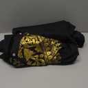 Mens African 2 Piece Set Metallic Traditional Suit Gold Stamp Printed African Dashiki Shirt and Pants Outfit (Large, Black)