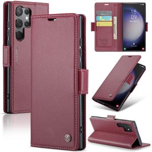 SINIANL Samsung Galaxy S23 Ultra Wallet Case with RFID Blocking, Samsung S23 Ultra Case Wallet for Women Men Card Holder Magnetic Clasp Kickstand Leather Book Folio Case for Galaxy S23 Ultra Red