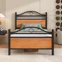 Twin Bed Frame with Headboard,Heavy Duty Steel Slats Support Mattress Foundation-Under Bed Storage, No Box Spring Needed, Noise FreeBlack