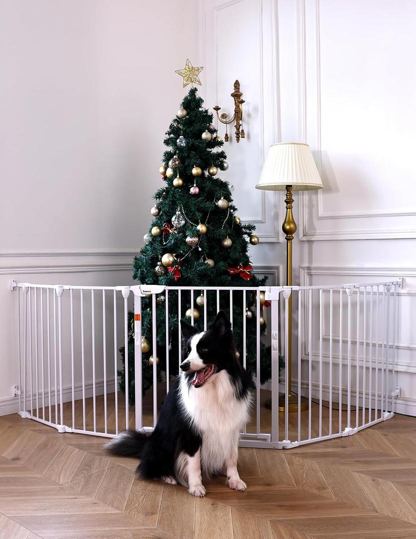 Babelio Baby Gate Extra Wide, Auto Close Dog Gate Pet Gate for House Stairs Doorways Fireplace (White, 104" Wide Gate - 5 Panels)