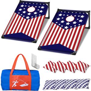 NZQXJXZ Portable Cornhole Board Set with 8 Bean Bags - 3x2 Ft Corn Hole Toss Game for Indoor and Outdoor Parties, Ideal for Kids, Adults, Beach, Yard and Camping