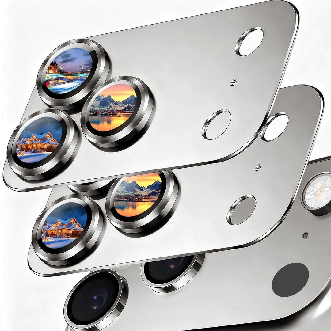 SiHPuoy 2 Pack Camera Lens Protector for iPhone 17 Pro Max Accessories, Metal Aluminum Alloy Tempered Glass Camera Protector, [Military Grade Shatterproof] [Case Friendly] -Grey