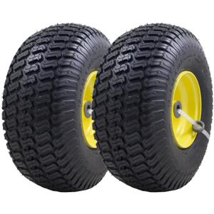 MARASTAR 21425 15x6.00-6 Tire and Wheel Assembly, Replacement Riding Lawn Mower Front Tires Compatible with 100 and 300 Series John Deere Riding Mowers, 2 pack