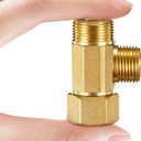 Water Line Adapter Splitter Tee Valve - Brass Dishwasher Toilet Supply Line Connector with 3/8 T Compression Fittings(3/8"-3/8"-3/8", 1 PCS)