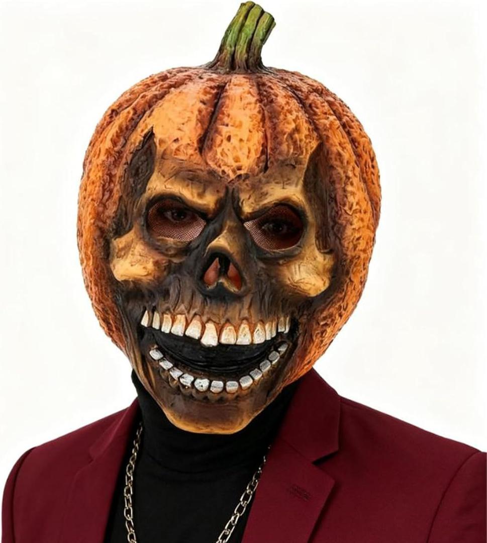 Halloween Pumpkin Skull Head Mask For Creepy Funny Dressing Up Men's Maquerade Pumpkin Cosplay