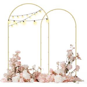 Babenest Gold Arch Backdrop Stand Set of 2, 6.6FT/7.2FT Metal Arch Wedding Stand, Balloon Arch Frame for Ceremony Birthday Party Bridal Baby Shower Banquet Decoration