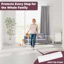 127.5" Extra Wide Baby Gate for Fireplace Christmas Tree, Configurable 5 Metal Panels Baby Fence, Child Gate for Wide Openings with Anti-Trip Pedal, Long Kid Gate for Dog Pet, 28'' Tall White