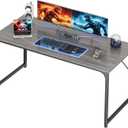 PRAISUN 55 X 24 Inch Computer Desk with Deeper Desktop, Gaming Office Writing Work Desk for Home Office, Study, Bedroom, Work from Home, Metal Frame, Grey