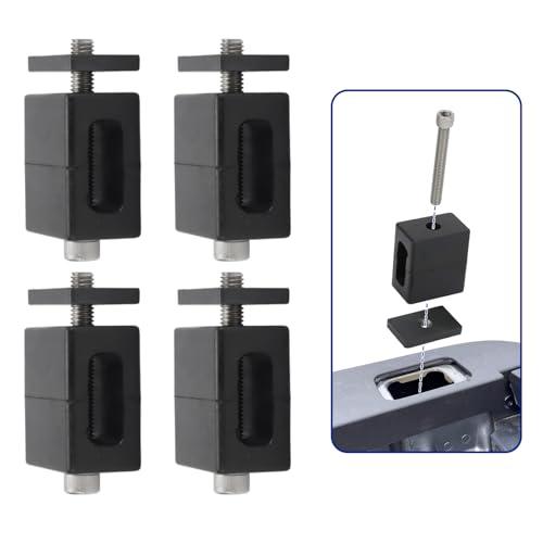 4 Sets Truck Bed Stake Pocket Mounting Kit Stainless Steel with Black Rubber Blocks – Universal Fit for Standard Truck Beds, Complete Hardware for Rack & Accessory Installation-Tougher Rubber Now