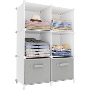 Stackable Closet Organizers and Storage 6 Cube Storage Organizer Closet Organizer for Bathroom Closet Storage for Wardrobe (11.8 x 11.8 x 11.8 Inch, White 1)