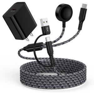 Galaxy Watch Fast Charger for Samsung Galaxy Watch 8/8 Classic/Ultra/7/FE/6/6 Classic/5 Pro/5/4/4 Classic/3/Active2/1 Charger Cable Dock, 2 in 1 25W USB C Fast Charger for Samsung S26/S25/S24/S23/A16