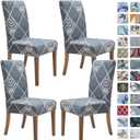 SPRINGRICO Chair Covers for Dining Room Set of 4, Stretch Dining Chair Cover, Washable Spandex Kitchen Parsons Chair Slipcovers, Removable Seat Protector for Home or Party (4 Pack, Bora Bora)