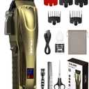 Hair Clippers for Men, Cordless & Corded Barber Clipper with 5Hrs Runtime, 7000RPM Rotary Motor & LED Display, Waterproof Professional Hair Cutting Kit for Men and Home Use (Gold)