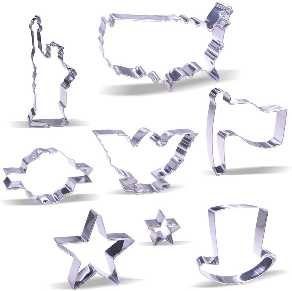 4th of July Cookie Cutter Set - 8 Piece - Stainless Steel