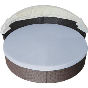 No Splicing Outdoor Daybed Cushion Cover 66" Patio Round Sunbed Covers Circle Daybed Couch Mattress Replacement Slipcover (Gray)
