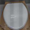 Mayfair Bennett Toilet Seat with Chrome Hinges, Slow Close Wood Seat, Secure Metal Hinges, Easy Install, Made in USA, Elongated, White