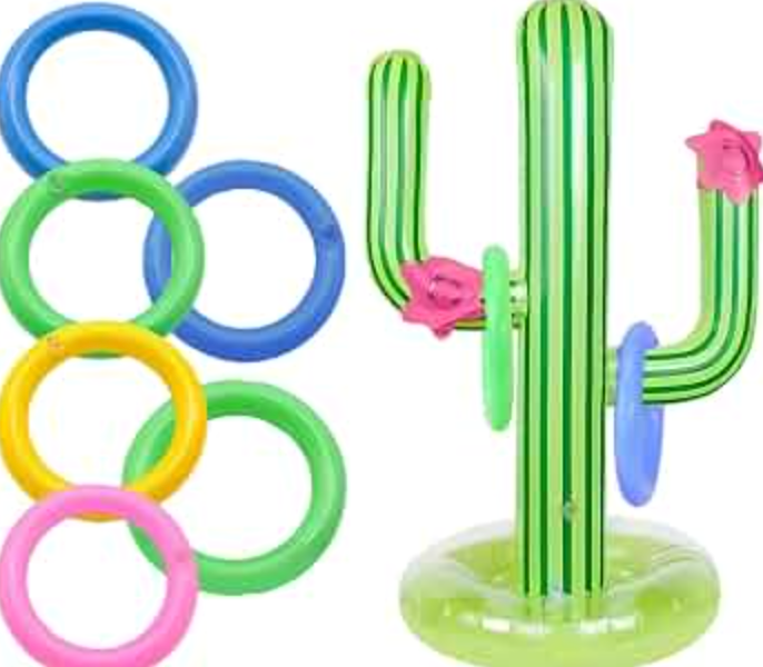 Ring Toss Game, Ring Game for Kids, Inflatable Cactus Ring Toss Game Set, Party Game for Kids & Adults - 2x