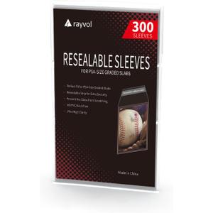 Rayvol Resealable Graded Card Sleeves for PSA-Sized Slabs, Exact Fit Sleeves Compatibile with PSA, CSG, CGC, FGS, FCG and Similar Sized Slabs(300pcs)