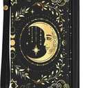 Gothic Womens Wallet, Goth Witchy RFID Blocking Wristlet Wallets for Women, Moon Ladies Purse with Zip Credit Card Holder and 10 Card Slots & ID Window, Large Capacity Tarots Women's Clutch Organizer