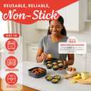 Gourmia Air Fryer Accessories Set - 3 Piece Silicone, Liner, Egg Bite Cooker, 7-Hole Cupcake Mold, BPA-Free, Nonstick, Heat Resistant 445F, Dishwasher Safe, Food Grade