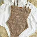 SOLY HUX Women's One Piece Swimsuit Cutout Bathing Suits High Cut Swimwear Vacation Cruise Wear (Brown) S