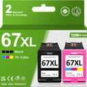 67XL Printer Ink Compatible for HP 67XL Ink Cartridges Black Color Combo Pack Compatible for HP Ink 67 Fit for DeskJet 2700e 2700 2855e 2827e 2755e 2755 4155e 4255e for Envy 6000 6055e 6400 Printer