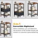 Side Table with Charging Station, Nightstand with Adjustable Fabric Drawer, Bedside Table for Bedrooms, Living Rooms & Home Decor (Brown Black), 11.8"D x 15.74"W x 24"H