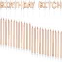 BLUE PANDA - Birthday B Cake Candles with Holders (37 Pack)