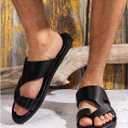 Verdusa Men's Leather Sandals Casual Slides Flip Flops Beach Sandal Summer Shoes, Black Size 44