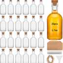 25 Pcs 1.7OZ Mini Glass Liquor with Lids Small Glass Wine Bottles Reusable Empty Alcohol Bottles for Christmas Birthday Weddings Party Favors (50ML25PC)