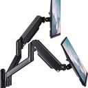 WALI Dual Monitor Wall Mount for 17 to 32 inch Screens, Monitor Wall Mounts for 2 Monitors, Holds up to 22 lbs, Fully Adjustable Gas Spring Monitor Arm,75x75/100x100 VESA Wall Mount (GSWM002), Black
