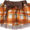 Toddler Baby Girls Thanksgiving Day Tulle Dress Mommys' Little Turkey Long Sleeve Party Skirt Set Outfit (White)